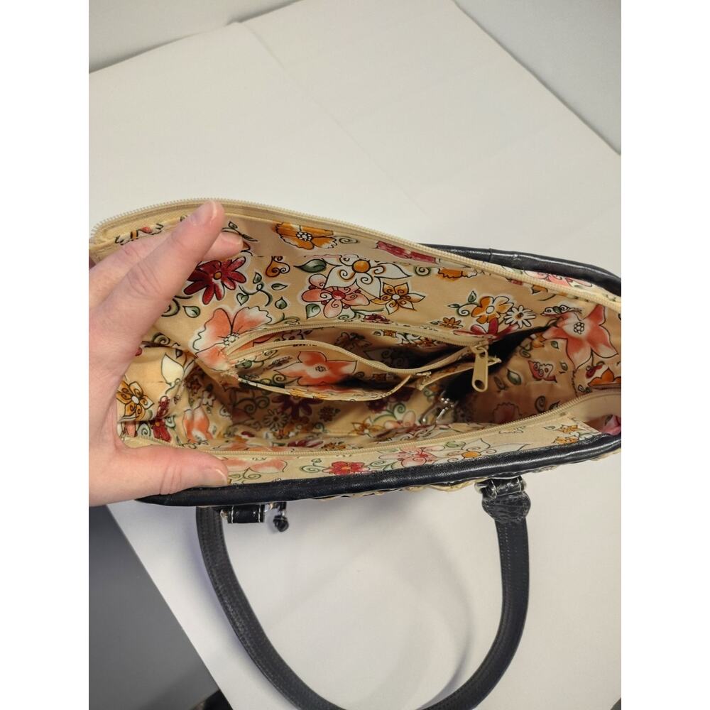 Brighton Straw & Leather Purse Handbag Shoulder Hearts Red Black Tan Summer Boho - Picture 15 of 16